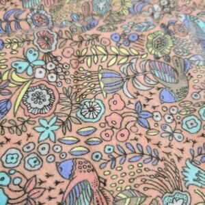 Joann Exclusive Bird Floral Flannel Fabric 44x32" Peach Nature Boho Print